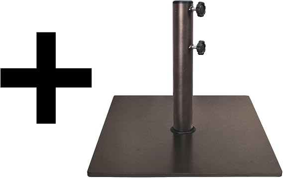 EliteShade 1 Set of 9ft Umbrella (Royal Blue) & Reddish-Brown Square Steel Umbrella Base