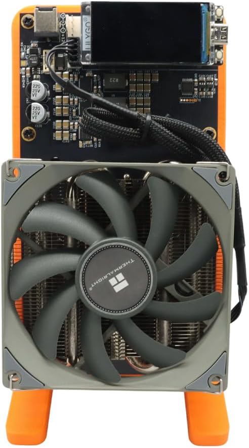 NerdQaxe++ 4.8TH/s Bitcoin Miner, 15J/Th Ultra Efficiency, 68W Low Power, Open-Source with 2.4G WiFi & 4X BM1370 ASIC Chips, Simple Setup for Household Mining, Orange