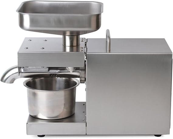 600W Stainless Steel Oil Press Machine, 110V Kitchen Cold & Hot Press Oil Extractor Domestic Automatic Oil Press Machine Commercial Olive Extractor for Peanut, Sunflower