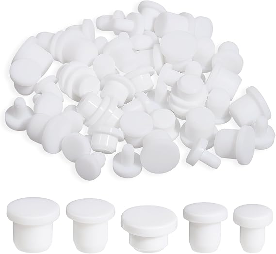 50 Pcs Silicone Rubber Hole Plug 5 Sizes Black Round Rubber Soft Flexible Plugs Waterproof Button Holes End Covers for 4-9.5mm Inner Diameter Flower Pot Hole Bottles