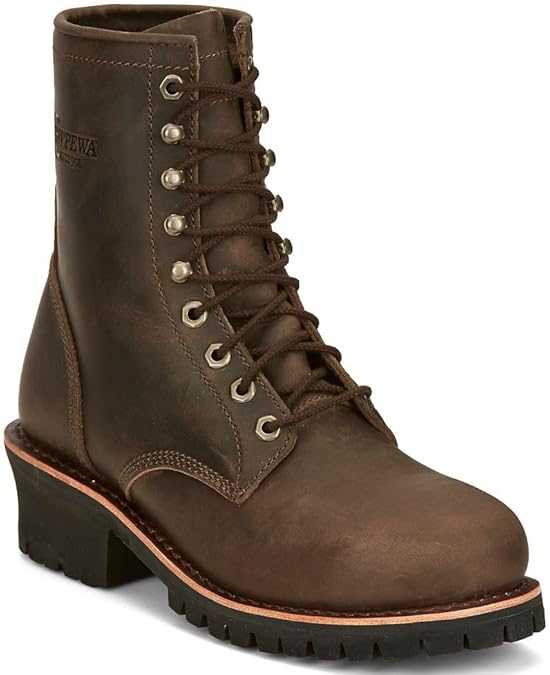 Chippewa Mens Classic 2.0 Logger 8 Inch Electrical Hazard Round Toe Work/Duty - Brown - Size 10.5 D