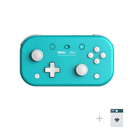 8Bitdo Lite 2 Wireless Gamepad Bluetooth Controller - Turquoise | Motion Controls, Linear Motors Vibration, for Switch/Switch 2, Android & Raspberry Pi