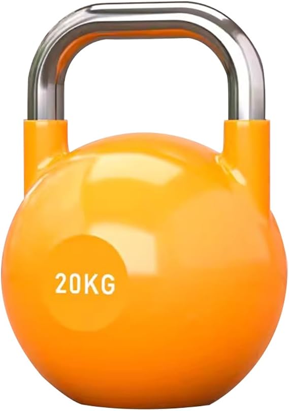 Kettlebell Weights Men's Strength Training Competitive Kettle Bells, Gym Sports Shaping Equipment, Flat Bottom, Swing/Squat/Jerk(Orange-20kg)
