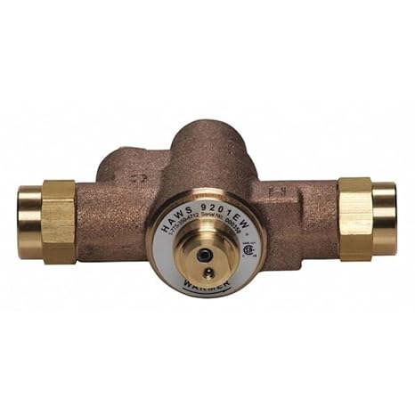 Haws Emergency Mixing Valve, Brass, Yellow, For Use With, Single Eyewash 9201EW - 1 Each
