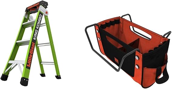 Little Giant Ladders King Kombo Professional 4 ft. A Frame, 7 Ft. Extension, Fiberglass Ladder and Cargo Hold Tool Pouch Accessory