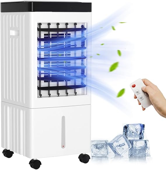 Portable Air Conditioner, 3-IN-1 Evaporative Air Cooler w/Remote Control Fan & Humidifier Fit For Couch, bed, workspace, breakfast nook