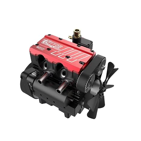 Combustion Engine Model Building FS L200AC 7cc 2-Cylinder Four Stroke Engine Air-Cooled Engine Model Metal Engine Kit for Technology Enthusiasts DIY Experiment Learning Toy