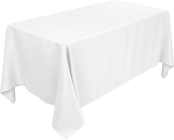 WedDecor 70" x 144" Inches Rectangular Polyester Tablecloth, White, 1