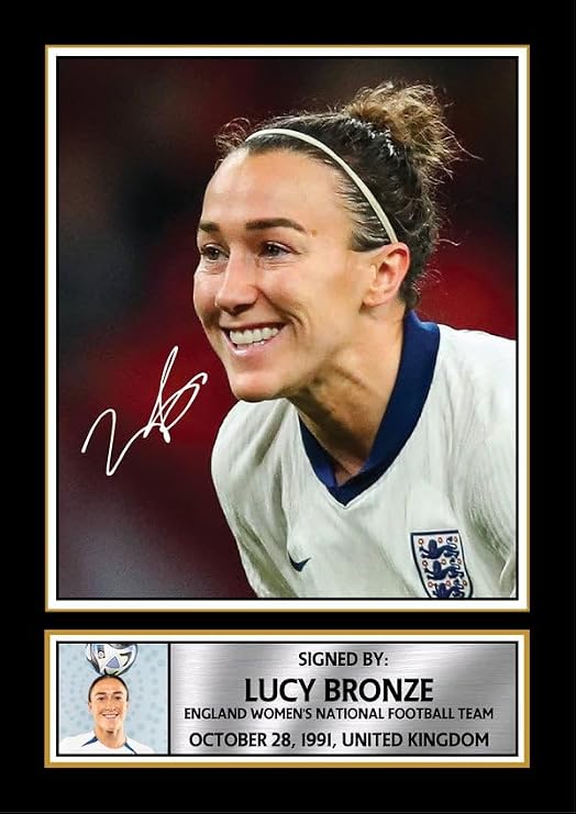 Lucy Bronze Signed Autograph Poster Print – England Women's National Football Legend – Iconic Soccer Memorabilia Gift, A3 Poster + Silver Frame