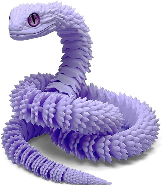 3D Printed Snake Toy, Flexible Articulated Fidget for Anxiety