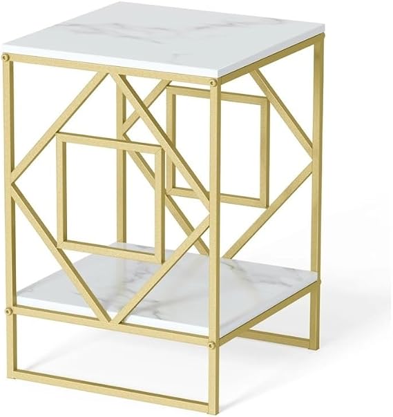 Small Coffee Table Marble Coffee Table for Living Room Office Sofa End Side Gold Frame Desk Small Tea Table