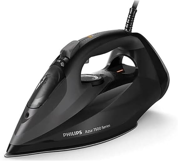 Philips 7500 Series Steam Iron – 3200W Power, 55 g/min Continuous Steam, 260 g Reinforcement, SteamGlide Elite Base, Automatic Shut-Off, Anti-Drip System, 300 ml Tank (DST7511/80)