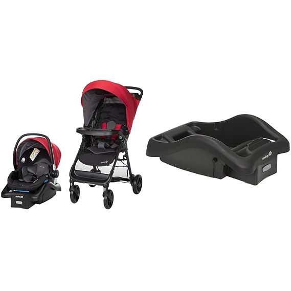 Safety 1st Smooth Ride Travel System, Black Cherry & onBoard 35 LT Adjustable Infant Car Seat Base