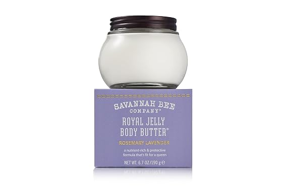 Savannah Bee Company Royal Jelly Body Butter, Rosemary Lavender, 6.7 oz | Rich moisturizer for dry skin, royal jelly and honey formula, rosemary lavender scent