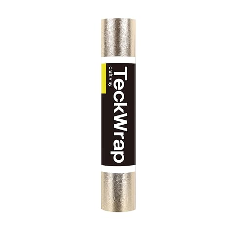 TECKWRAP Metallic Textured Chrome Vinyl Adhesive Vinyl for Craft Cutter 1ft x 5ft, Champagne Gold