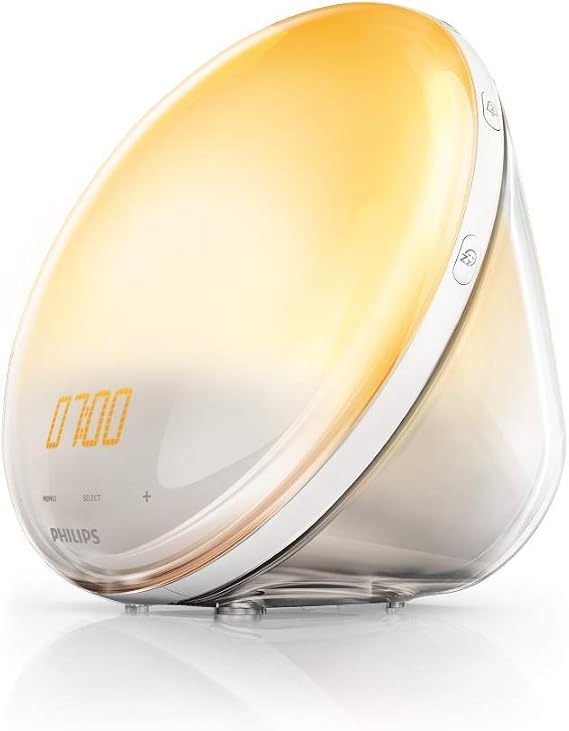 PHILIPS Plastic Wake-Up Light Alarm Clock Coloured Sunrise Simulation, 5 Sounds and Radio Function - HF3520/01 [Energy Class G]