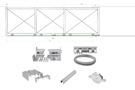 BENINCA HI-MOTIONS SERIE280 Bottom MOUNTING 3-Panel Telescopic Sliding GATE Basic KIT (280.B01-3G-B)