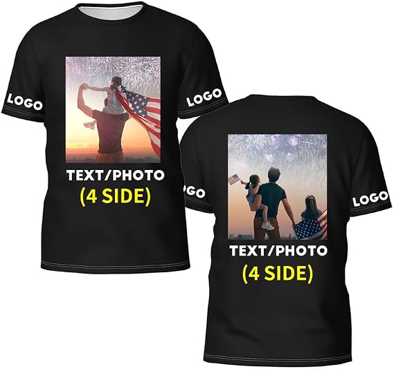 Custom T Shirts Design Your Own for Men, Personalized Shirts Add Photo/Text/Logo Customized Tshirts Printing Pictures Front and Back XX-Large