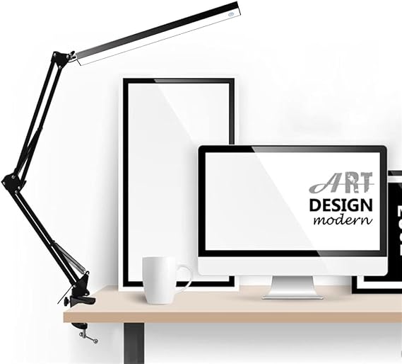 Touch lamp LED Table Lamp Aluminum Alloy Folding Clip-on USB LED Table Lamp Long Arm Touch Control Dimmable Desk Lamp Eyement (Color : White) (White)