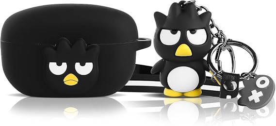 Silicone Case for Sony WF-1000XM5 Earbuds 2023,XMBYGY Cartoon Skin Design Charging Case Protective Cover with Cute Doll Keychain and Anti-Lost Lanyard Protection (BKbird)