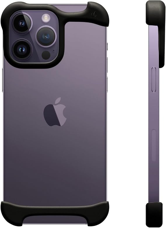 Arc Pulse AC24902i14PM iPhone 14 Pro Max Case, Aluminum Bumper, Naked, Shockproof, Made in Europe, Dual Layer Construction, Slide-On Installation, Protective Cover, Slim, Wireless Charging, Compatible with Magsafe, Metal, Matte Black, Genuine Product