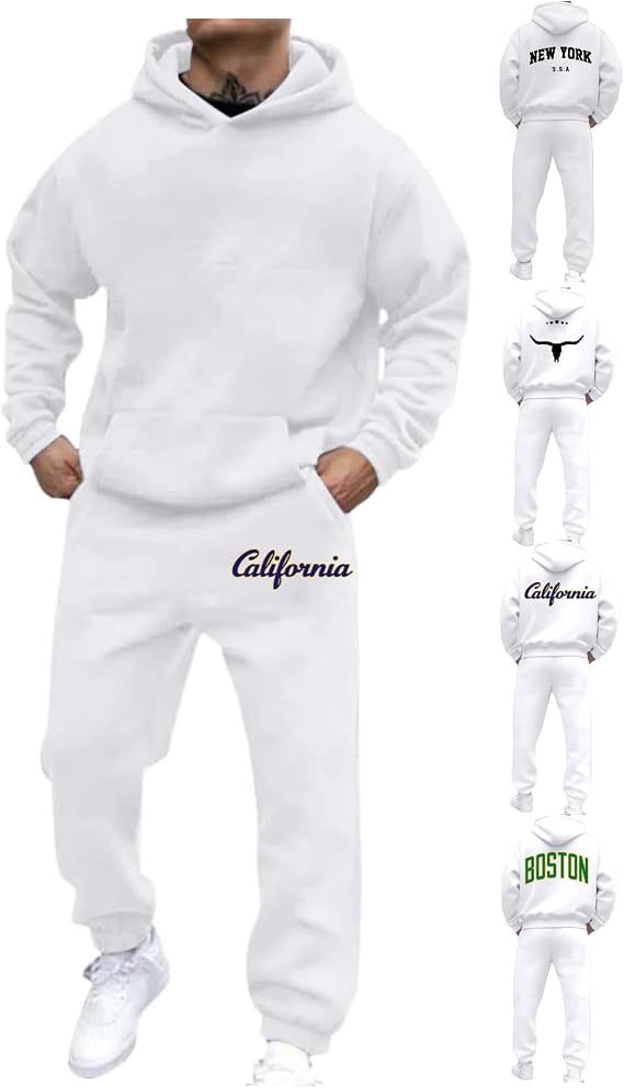 Men's Sweatsuit 2 Piece Set Autumn/Winter Fashion Casual Letter Printed Sports Hoodie Set Sweat Suits Tracksuit Outfits