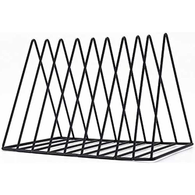 Sooyee 9 Slot Black Magazine Holder, Desktop File Sorter Organizer Triangle Bookshelf Decor for Home Office, Iron Wire, 10.2 L x 7 W x 6.9 H