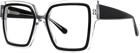 VOOGLAM Oversize Square Blue light Blocking Glasses for Women Men Anti UV Eyestrain Eyewear Huffman