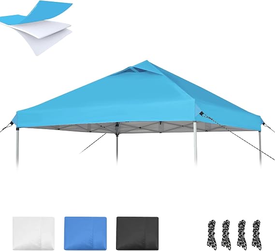 10x10 Canopy Replacement Top with Air Vent, Pop Up Canopy Replacement for Straight Leg Canopy Tent, Canopy Replacement Cover UV Resistant Waterproof for Garden Patio Camping (Top Only)(SkyBlue)