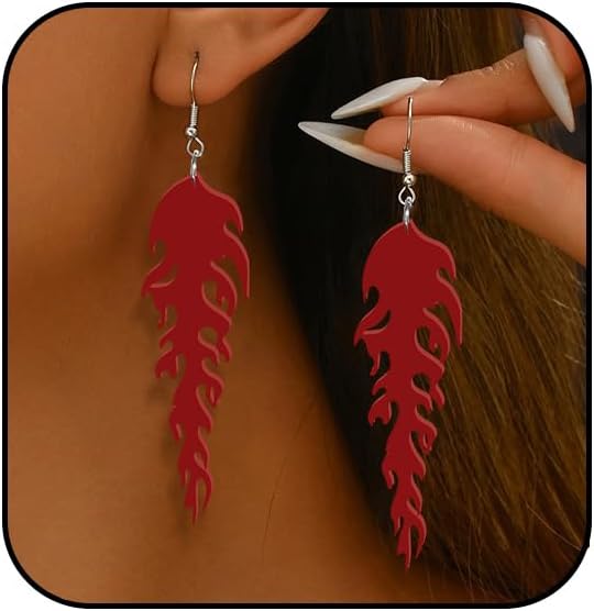 Red Halloween Devil Earrings for Women Gothic Red Heart Flame Devil Earrings Punk Devils itchfork Earring Devils Halloween Cosplay Costume Spooky Party Jewelry Accessories