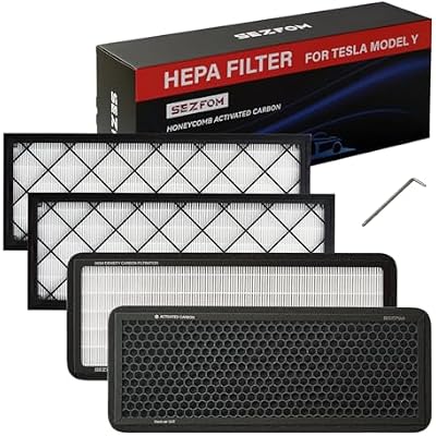 Front Trunk Hepa Filters Kit for Tesla Model Y2022-2026 with Activated Carbon,4-pack Dual Layer Air Filter Replacement Includes 2 HEPA Filter 2 Carbon Filter