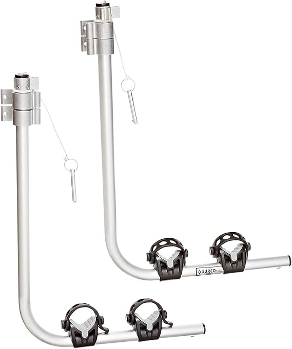 Surco A501BR Ladder Mounted Swing Away 2-Bike Rack - Compatible with all 1" Tube Van and RV/Motorhome Ladders; Brite Dipped Polished Finish