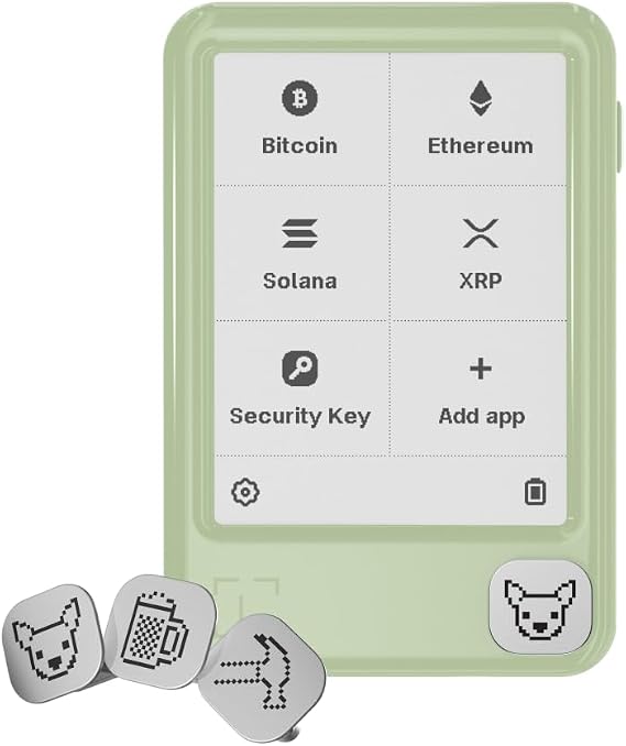 Ledger Nano Gen5 Secure Crypto Wallet Touchscreen Signer in Matcha Green + Playful Badges (Pack1)