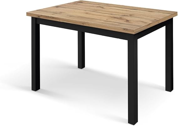 PAZZO DESIGN Tommaso id_2142 Extending Table Rustic Oak Finish Black Base 110 x 70 x 76.5 cm