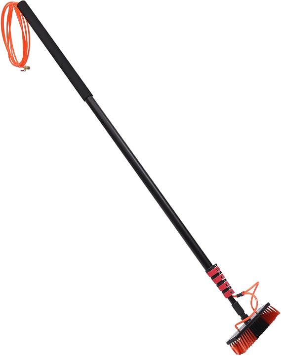 Water Fed Pole Kit,20 Feet Reach Solar Panel Cleaning Brush,Window Glass Solar Panel Cleaning System Washing Equipment Tool & Spray Washer Water Fed Pole w/Squeegee