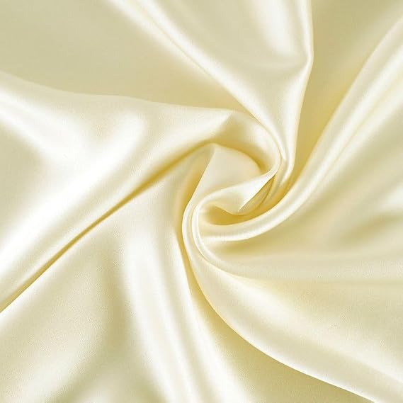 Maxfeel 100% Pure Mulberry Silk Charmuse Solid Dyed Fabric Multicolor for Bedding Dress Sold by Yard or by Half a Yard (Sold by Half a Yard, Beige)