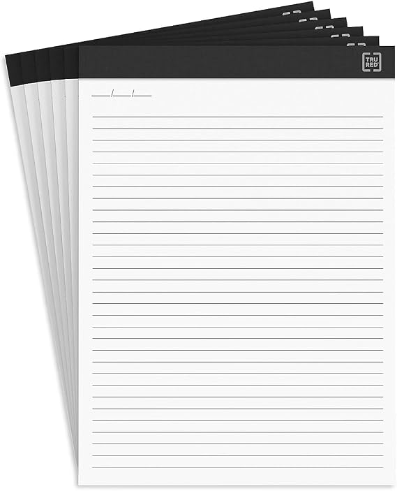 Staples TRU REDNotepads, 8.5" x 11.75", Narrow Ruled, White, 50 Sheets/Pad, 6-Pack