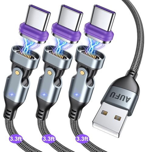 AUFU 16PIN USB C Magnetic Charging Cable 3Pack, 3.33.33.3ft, 180 Rotation Magnetic Charger CableMagnet USB C CableMagnet Phone ChargerDate USB Charging Cord for PhoneTabletLaptop