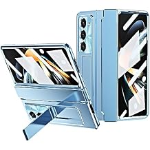 Case for Samsung Galaxy Z Fold 6 2024, One-Piece Housing Z Fold 6 Case with Kickstand and Screen Protector, Full Protection (Blue)