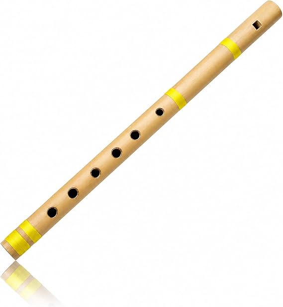 13 Inch Authentic Indian Wooden Bamboo Flute in 'C' Key Fipple Woodwind Musical Instrument Recorder Traditional Bansuri Handcrafted Folk Instrument