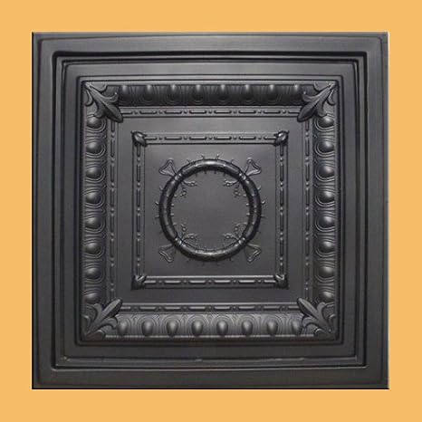 Ancona Black (24x24 PVC 20 mil) Ceiling Tile - Drop in Grid or Staple/Glue Application