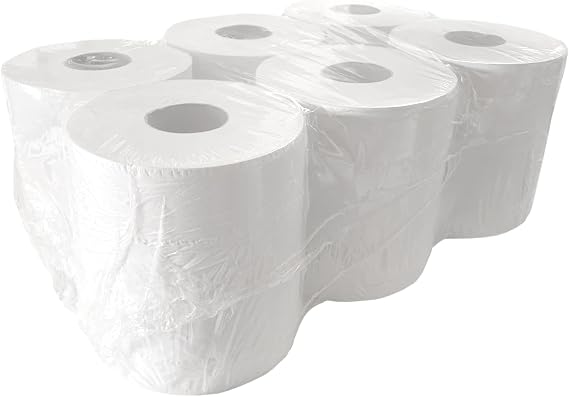 White Paper Rolls 6-2 Ply Embossed Paper Centre Feed Roll Towels White