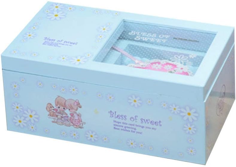 Music Box Display Children Gift Wedding Dancing Ballerina Jewelry Case With Mirror Cute Music Box Wind Up Portable Home Desk Decoration(Blue)