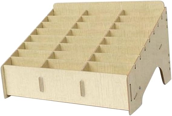 24grids Wooden Multi-cell Phone Storage Box Creative Desktop Organizer for Office and Classroom for Managing Items and Keeping Desks Neat Compartments