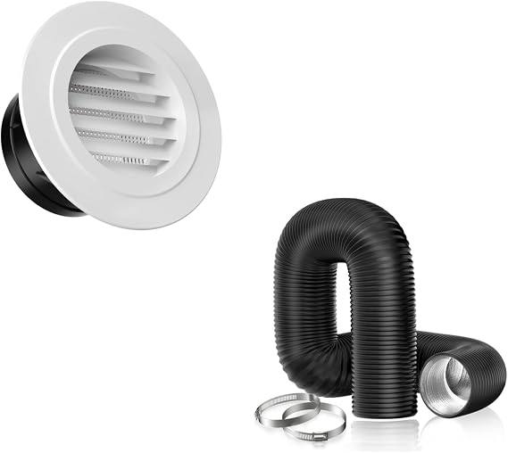 Hon&Guan Soffit Vents 4 Inch and 4'' Insulated Flexible Duct 16FT with 2 Duct Clamps
