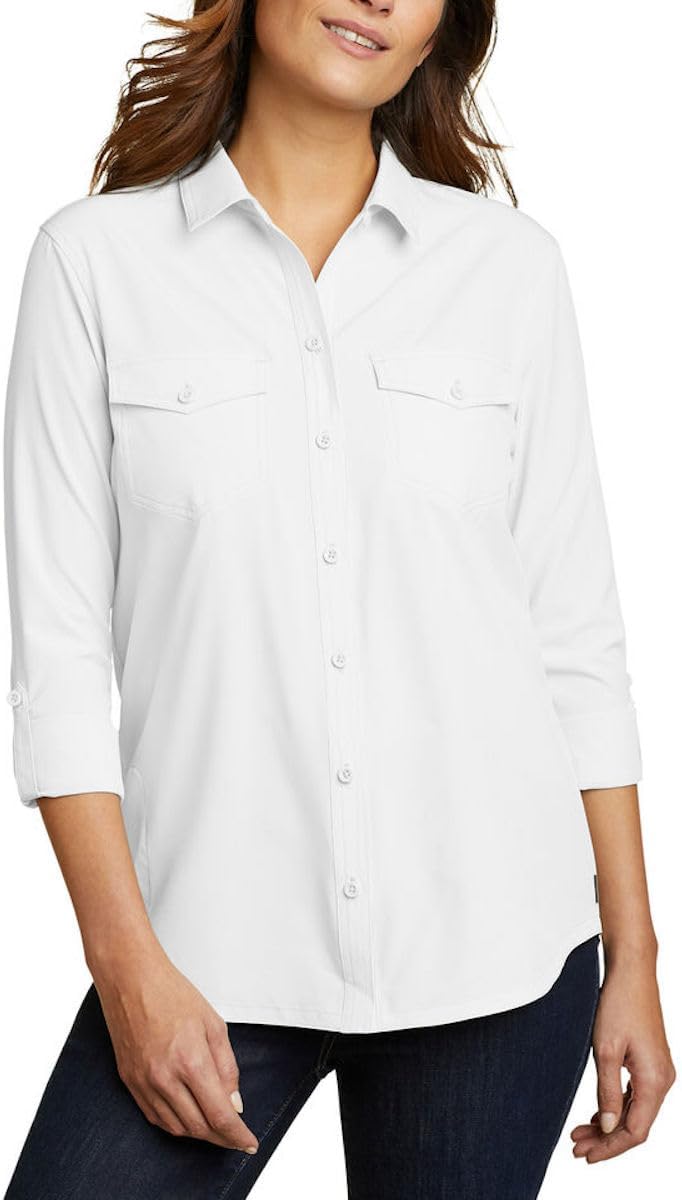 Eddie Bauer Women's Departure Stretch Moisture Wicking Long Sleeve Shirt with UPF 50