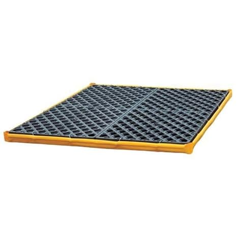 UltraTech 1352 Polyethylene P4 Flexible 4-Drum Ultra-Spill Deck, 6000 lbs Capacity, 48" Length x 48" Width x 2-1/2" Height, Yellow