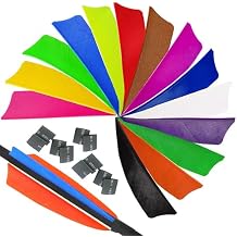 AMEYXGS 50Pcs Arrow Feathers 3" 4" 5" Turkey Feather Fletching Vanes Rignt Wing Shield/Droplet Shape Fletches for DIY Arrow