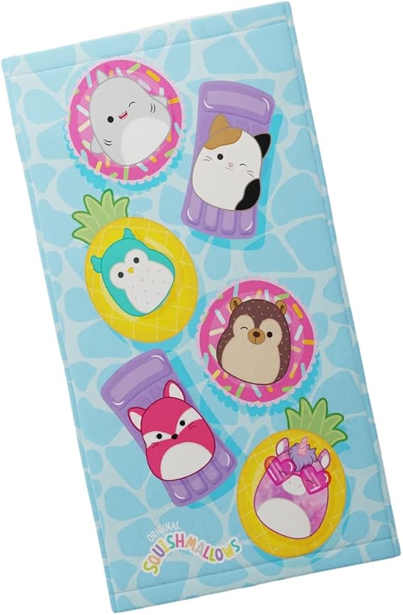 Franco Squishmallows Super Soft Cotton Bath/Pool/Beach Towel, 58 in x 28 in