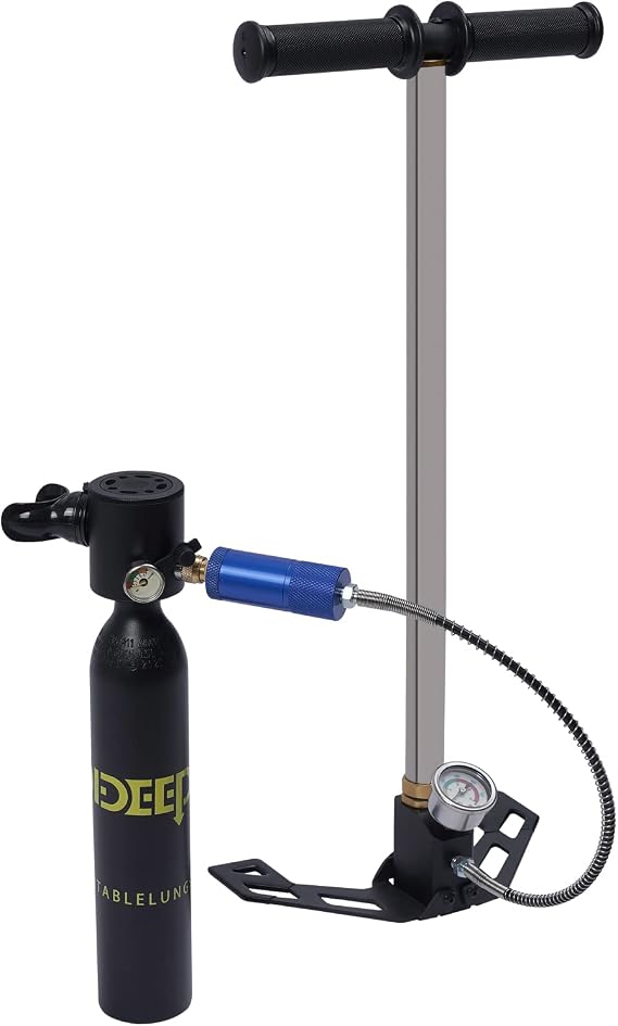 Diving Tank Equipment, 0.5L Oxygen Air Tank Diving Equipment Kit, Mini Air Scuba Tank Diving Kit Breath Oxygen Diving Tank Pump Full Set, Black 4500 PSI